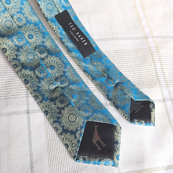 Ted Baker Blue & Gold Floral Tie - Picture 5 of 8